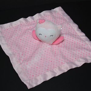 Carters Pink Owl Heart Baby Lovey Blanket Rattle